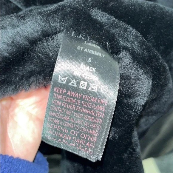 L.K. Bennet CT Amberly Black 100% Sheepskin/Shearling Coat Jacket- size Small